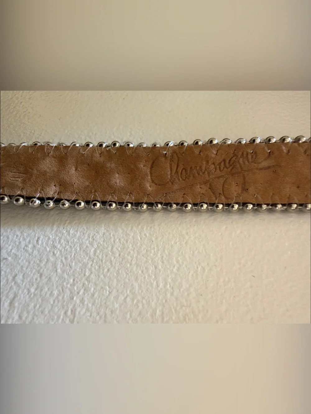 Champagne Black Studded Western Belt with Silver Buckle